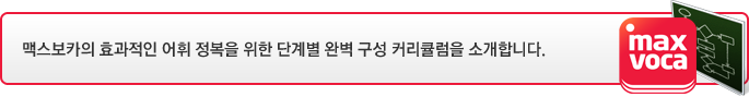 맥스보카의 효과적인 어휘 정복을 위한 단계별 완벽 구성 커리큘럼을 소개합니다.
